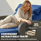 Outsunny Patio Rattan Daybed, Wicker Outdoor Daybed with Storage Ottoman, Loveseat Sofa with Adjustable Backrest - Photo 9