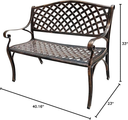 Oakland Living Outdoor Aluminum Modern Patio Bench Loveseat