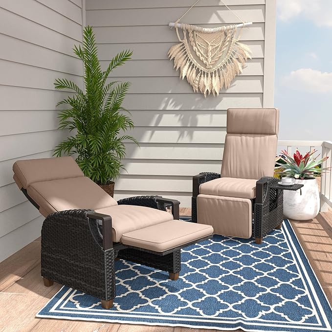 Grand patio Outdoor Recliner Air Pump 150° Lay Flat Reclining Chair with Independent Adjustable Back and Footrest - Photo 1