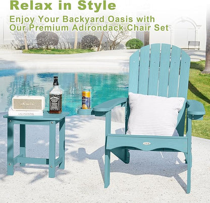 Y&M Outdoor Side Table, HIPS Adirondack Small Single Table, Waterproof Square Outside Table, Balcony Modern End Tables for Patio, Pool, Beach, Porch, Deck, Indoor or Outdoor Use, Light Blue