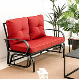 Tangkula 2-Person Outdoor Glider Bench, Swing Seat Bench with Seat & Back Cushions, Sturdy Rustproof Steel Frame - Photo 5