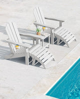 SERWALL 5-Piece Adirondack Chair and Ottoman and Table Set, White - Photo 8