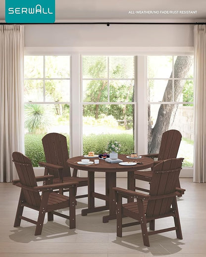 SERWALL Outdoor Adirondack Dining Chair Set of 2, All Weather HDPE Patio Chairs, Coffee