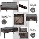 Tangkula 3 Pieces Patio Conversation Set, All Weather Outdoor PE Rattan Wicker Furniture Set with Padded Cushions - Photo 6