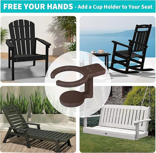 Poly Cup Holder for Adirondack Chairs – Weatherproof, Durable Drink Holder for Resin or Plastic Outdoor Furniture – Coffee