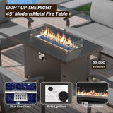 Gotland Aluminum Patio Furniture Set with Fire Pit Table - Photo 6