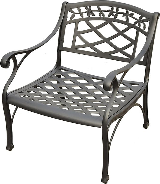 Crosley Furniture Sedona Outdoor Chair, Cast Aluminum Patio Chairs for Conversation, Porch, Deck, Balcony, Black