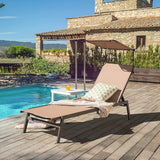 Giantex Outdoor Chaise Lounge Chair- Tanning Chair with Sunshade, 6 Adjustable Position, Sturdy Metal Frame, Cup Holder - Photo 2