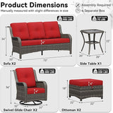 7 Piece Outdoor Wicker Patio Furniture Set, Outdoor Swivel Rocker Patio Chairs Set with Thickened Olefin Cushions - Photo 2