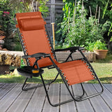 Tangkula Zero Gravity Chair, Folding Patio Lounge Chair Adjustable Outdoor Recliner with Cup Holder - Photo 5