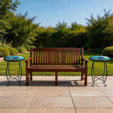 2-Pack 15 Inch Tall Mosaic Patio Side Tables Style, Metal Folding Turtle Table Set - Photo 3