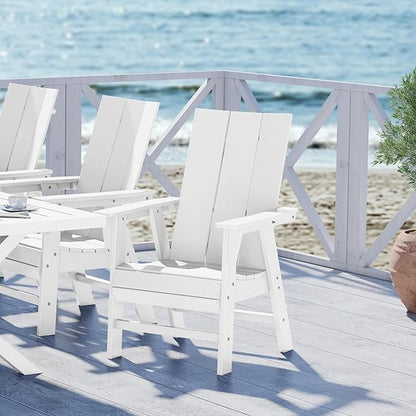 WestinTrends Ashore Outdoor Patio HDPE Plastic Modern Adirondack Dining Chair White