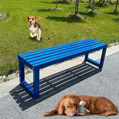 Garden Benches with Metal Legs, Outdoor Bench for Garden, Smooth and Comfortable, can Accommodate 2-3 People(Blue,150cm)