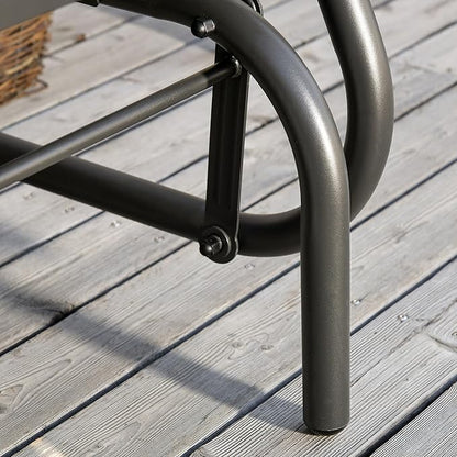 Outsunny Porch Glider, Metal Frame Swing Glider Chair with Breathable Mesh Fabric, Steel Frame and Curved Armrests for Garden, Poolside, Backyard, Balcony, Black