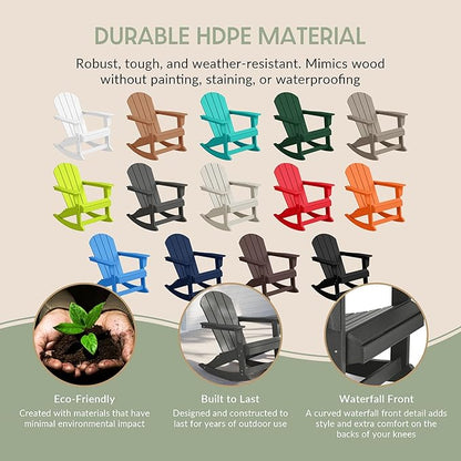 WestinTrends Malibu 2 Piece Set Outdoor/Patio Poly Adirondack Rocking Chairs (2 Seater), Gray