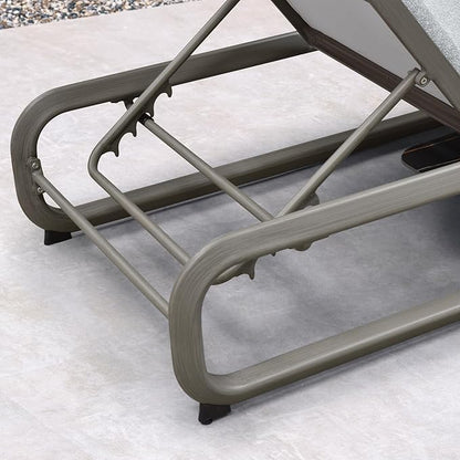PURPLE LEAF Outdoor 3 Pieces Chaise Lounges Layout Lounges for Outside Slide-Out Side Table with Cushion Adjustable Backrest Grey