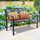 Tangkula Outdoor Steel Garden Bench Park Bench, 50 Inch Patio Park Bench Chair with Heavy-Duty Steel Frame - Photo 2
