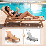 Outdoor Chaise Lounge Chair with Wheels, 6.3ft Full-Length Patio Pool Lounge Chairs - Photo 3