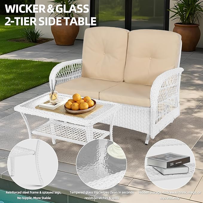 MEETWARM Wicker Patio Coffee Table - Photo 5