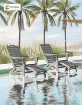 Ciokea Folding Adirondack Chair with Retractable Ottoman Fire Pit Patio Chair with Pull Out Foot Rest Weather Resistant - Photo 2