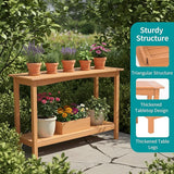 Outdoor Console Table, All-Weather Patio Console Table, 2-Tier OutsidePlant Stand Table, Low Maintenance - Photo 5