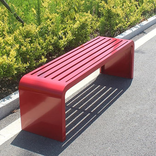 Garden Bench, Outdoor Patio Backless Bench, Metal Garden Benches, All-Weather Park Bench for Garden, Porch, Lounge(Color:Red,Size:150 * 40 * 45cm/59 * 16 * 18in)