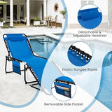 GYMAX Lounge Chairs for Outside, Extra High Folding Beach Tanning Lounger with Adjustable Backrest - Photo 7