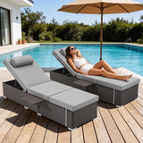 Outdoor Chaise Lounge with Adjustable Backrest Set of 4, 6-Position Reclining Lounger Pool Chair - Photo 7