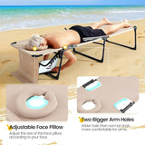 KING BIRD Tanning Chair with Face Hole, 5-Position Folding Outdoor Beach Lounge Chair for Sunbathing - Photo 3