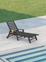 HDPE Outdoor Chaise Lounge, 78.4'' Poly Lounge Chair with Rolling Wheels & Cup Holder - Photo 9