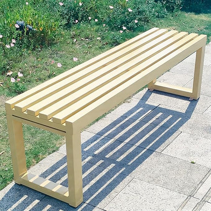 Park Bench for Outside, Outdoor Benches Weatherproof, Metal Garden Bench 2-Person Seat 100/120/150/180 Cm Patio Benches Backless for Lawn Yard Entryway, Capacity 660 Lbs(Beige,100 cm/39.4 in)