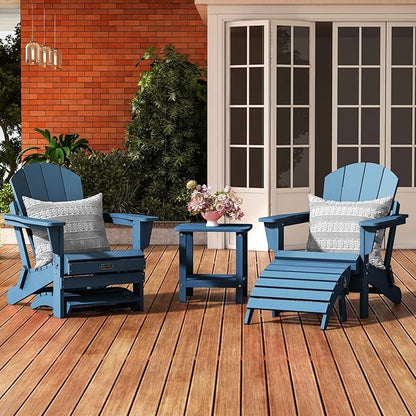 SERWALL Folding Adirondack Chair Footrest Set of 2, Adirondack Ottomans Without Assembly, Blue