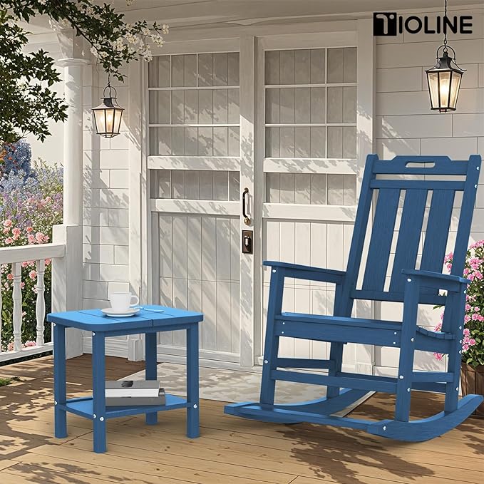 Patio Side Table, Outdoor HDPE Adirondack End Table for Patio,Outdoor Side Table for Backyard, Garden, Pool, Lawn,Navy