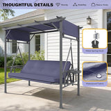 AECOJOY 2-in-1 Convertible Porch Swing Bed 3 Seat - Photo 3