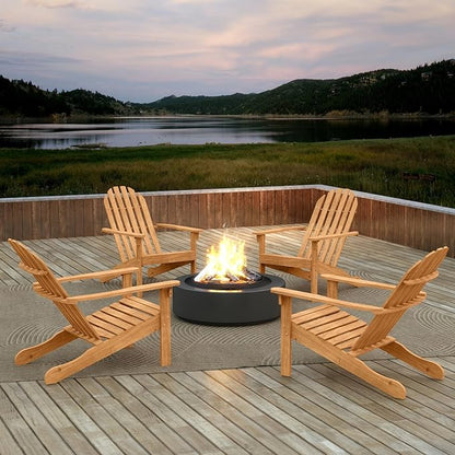 Giantex Adirondack Chairs Set of 2, Acacia Wood Fire Pit Chairs with Inclined Seat & High Backrest, Ergonomic Outdoor Slatted Patio Chairs for Lawn, Porch, Backyard, Poolside
