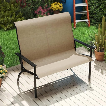 Tangkula Outdoor Adirondack Bench Chair, 2-Person Patio Garden Bench with High Back and Armrests, 880 lbs Weight Capacity, Front Porch Loveseat Furniture for Deck, Lawn and Backyard (Coffee)