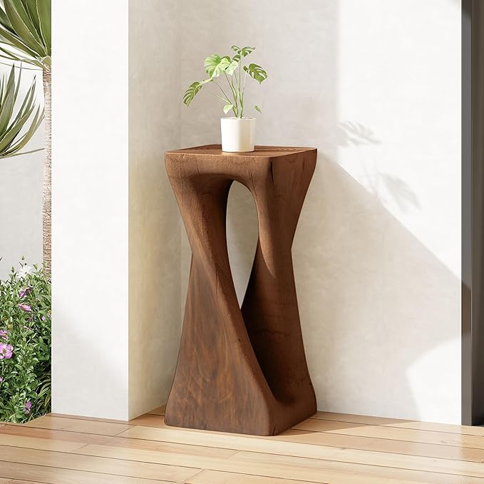 Christopher Knight Home Novi 26.8"H Lightweight Concrete Outdoor Side Table, Hollow Twist-Shaped Patio End Table - Photo 1
