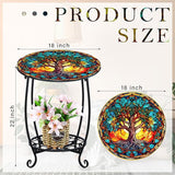 Outdoor Side Table Round Small Mosaic Patio Accent Indoor End Plant Coffee Tea Table for Yard Patio Porch Garden Living - Photo 3