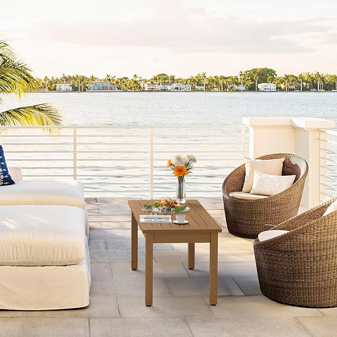 LUE BONA Outdoor Coffee Table Rectangle, 42.5" HDPS Patio Coffee Tables for Outside - Photo 2