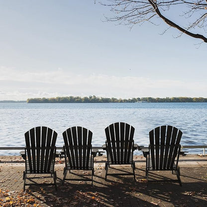FUNBERRY Folding Adirondack Chair Set of 4, HDPE All Weather Fire Pit Chairs with Cup Holder for Outdoor