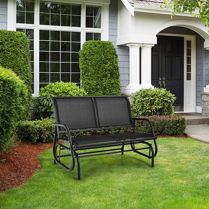 Tangkula 2 Person Patio Glider, Outdoor Swing Bench Rocker Glider Loveseat Chair with Heavy-Duty Steel Frame - Photo 7