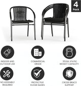 EMMA + OLIVER Set of 4 Modern Rattan Indoor/Outdoor Stack Chairs - Photo 6