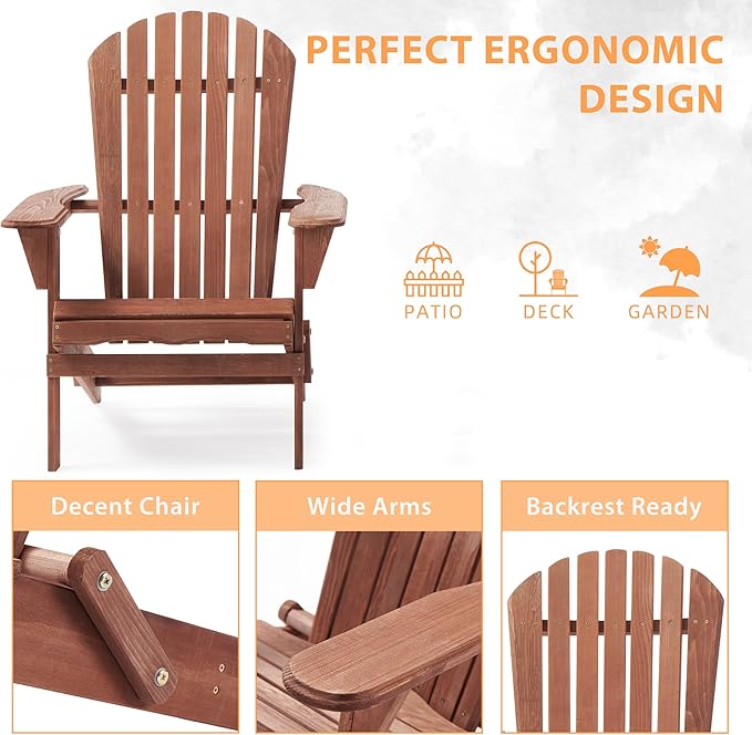 Wooden Folding Adirondack Chair Set of 6 - Photo 4