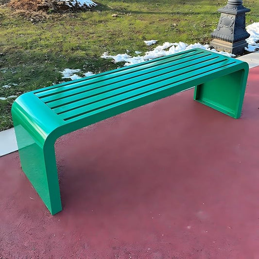 Metal Garden Bench, 100/120/150/180 Cm Outdoor Benches Weatherproof 2-5 Person, Patio Benches for Outdoors Cast Iron Metal Frame, Patio Lawn Porch Bench Seat Backless(Green,120 cm/47.24 in)
