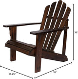 Shine Company Westport Wooden Adirondack Chair, Outdoor Patio Firepit Chairs, Back & Seat Pre-Assembled, Burnt Brown - Photo 3