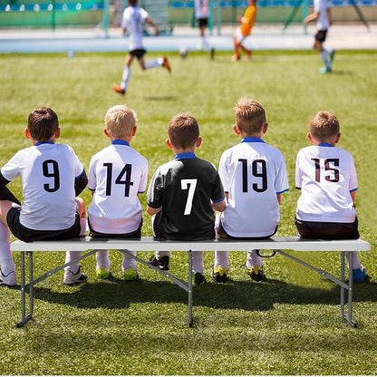 VINGLI 6 feet Plastic Folding Bench,Portable in/Outdoor Picnic Party Camping Dining Seat, Garden Soccer Multipurpose Entertaining Activities, Smooth HDPE Tabletop (1, White, 6ft)