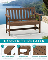 SERWALL Outdoor Bench, HDPE Outdoor Benches Weatherproof, 2-Person Garden Bench with 660 lbs Weight Capacity - Photo 4