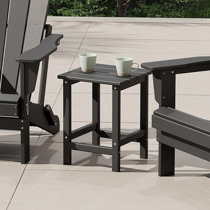 Costaelm Square Outdoor Side Tables, Adirondack Patio Tables for Outside, HDPE Patio End Table Weather Resistant, Balcony Table for Pool, Seaside, Backyard, Porch, Indoor Companion, Gray