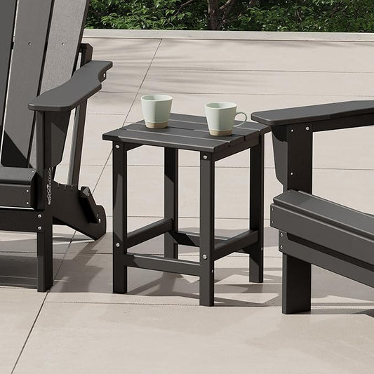 Costaelm Square Outdoor Side Tables, Adirondack Patio Tables for Outside, HDPE Patio End Table Weather Resistant, Balcony Table for Pool, Seaside, Backyard, Porch, Indoor Companion, Gray