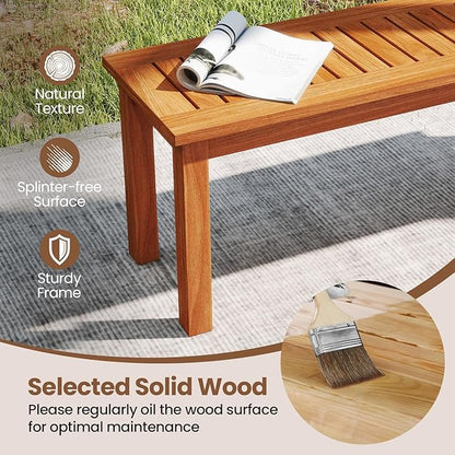 HAPPYGRILL Outdoor Wooden Bench 2-Person Solid Wood Garden Bench with Slatted Seat 45", 440 lbs Weight Capacity, Backless Park Seat for Porch, Balcony (1)